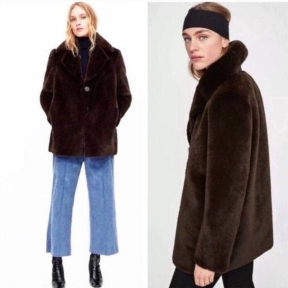 NEW ZARA Faux Fur Teddy Coat M